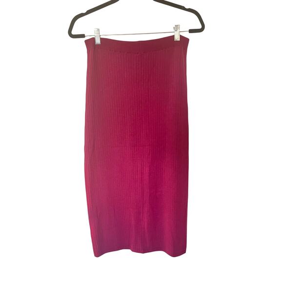 Free People Skyline Ribbed Raspberry MIDI Skirt SZ L - Picture 3 of 7